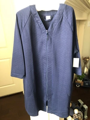 NWTCroft & Barrow Navy Blue Short Zip Front Robe - Size 1X - $34.99 New - Image 1 of 4