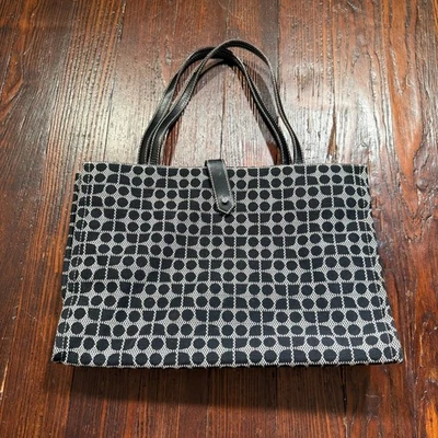 Bolso de Hombro Kate Spade Vintage Negro Blanco Lona Geométrica Estampado a Lunares Foto 1 de 4