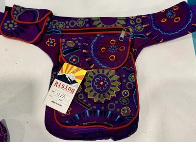 NUEVO Paquete de Cintura Boho Fanny Cinturón para Dinero Multicolor Bolso para Cadera Bolsa para Piernas Caídas Algodón Foto 1 de 4