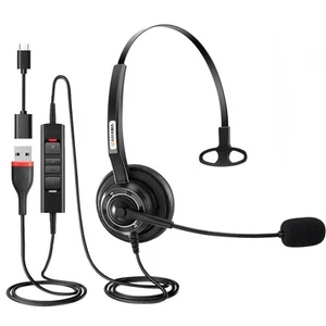 USB Headset with Microphone Noise-Cancelling, Comfort Fit Computer Headset wi... - Picture 1 of 7