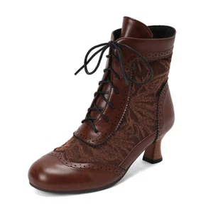 40-50 Plus Sz Winter Ankle Boots Women's High Boots Lace Up Low Heels Boots New - Picture 1 of 25
