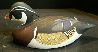 Isca miniatura vintage Ken Harris esculpida em madeira pato 3,5" x 7,5" x3,25" GD-VG - Imagem 1 de 4