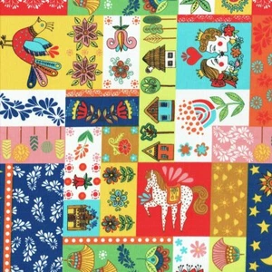 Tessuto patchwork Textiles français Folk Tales 100% cotone larghezza 140 cm (per 50 cm) - Foto 1 di 7
