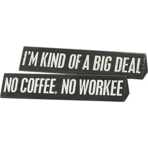 Primitive by kathy Desk Plate - No Coffee, No Workee - Picture 1 of 3