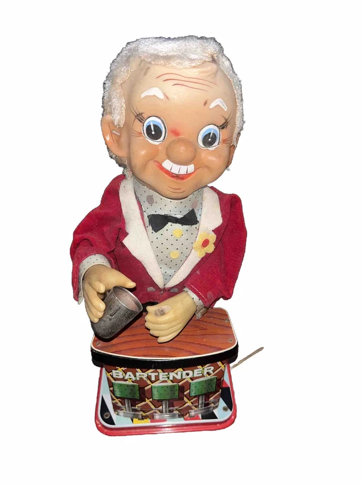 1960's Charlie Weaver Bartender battery Op Tin Litho Mechanical Toy, UNTESTED!!! - Image 1 of 4