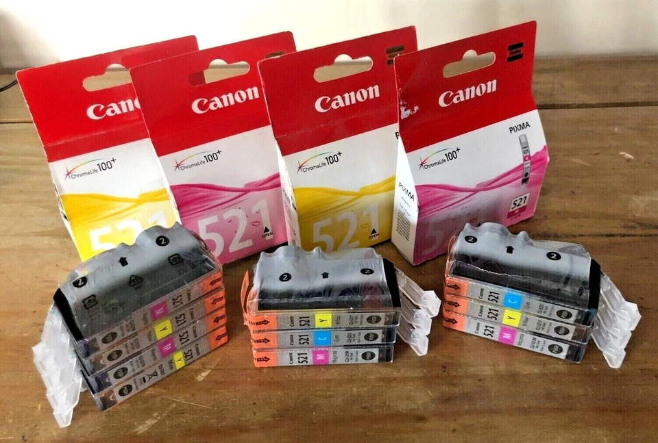 Genuine Canon Inks - CLI-521 COLOURS PGI-520 BLACK SINGLES & SETS (INC VAT) LOT - Image 1 of 1