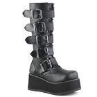 Demoniacult Trashville 518 Platform Goth Punk Knee High Metal Buckle Matte Boots