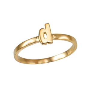 Yellow Gold Initial Letter D Stackable Ring - Picture 1 of 2