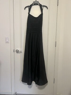 Vintage Tadashi Shoji Black Halter Evening Gown - 8 Petite - Image 1 of 4