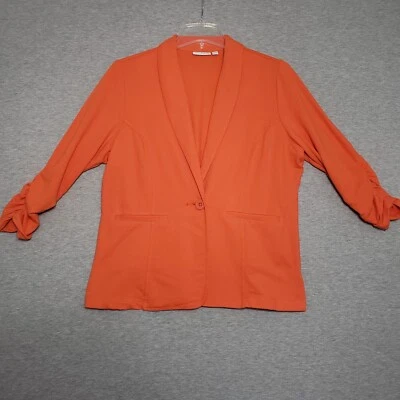 Chaqueta Susan Graver Mujer L Naranja Bolsillos Mangas Acanaladas Cierre de Botón Único Foto 1 de 4