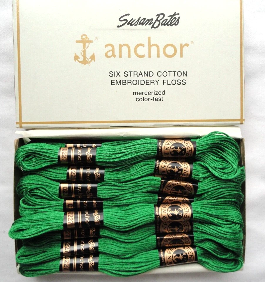Susan Bates Anchor 6-Strand Embroidery Floss Green Lot of 24 Skeins Color 0227 - Image 1 of 4