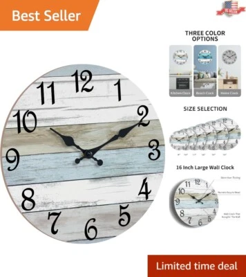 Reloj de pared silencioso de 16 pulgadas a batería - Fácil de leer con encanto náutico Foto 1 de 4
