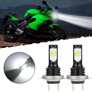 2pcs H7 LED Headlight Bulbs 6000K White For Kawasaki Ninja 300 EX300 2013-2017 - Picture 1 of 9