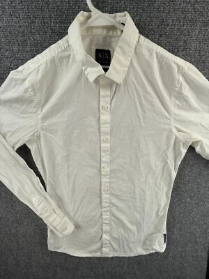 Armani Exchange Ivory Long Sleeve Button Up Shirt Men Slim Small Woven Adult Foto 1 de 4