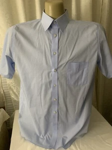 Stafford Dress Shirt Mens Size 17 Blue Short Sleeve Easy Care Broadcloth - Picture 1 of 5