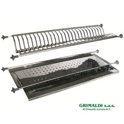 SCOLAPIATTI AD INCASSO DI 76 CM IN ACCIAIO INOX ALTA QUALITÀ CON RACCOGLIGOCCE - Immagine 1 di 2