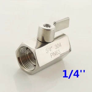 Mini valvola a sfera inox 1/4" con manico inox filettatura F x F NPT SS304 - Foto 1 di 2