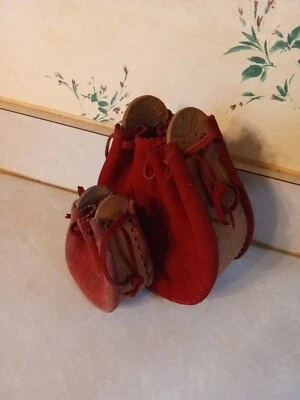 Bolsa de couro vintage cru e trabalhada conjunto de 2 lindamente feita à mão rara exclusiva - Imagem 1 de 4