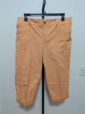 Avenue Women's Plus Orange Capri Crop Pants Cotton Stretch Size 16 - Image 1 of 4