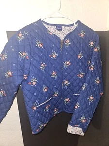Disney Girls Quilted Blue Floral Print Jacket XL 14-16 Full Zip - Picture 1 of 3
