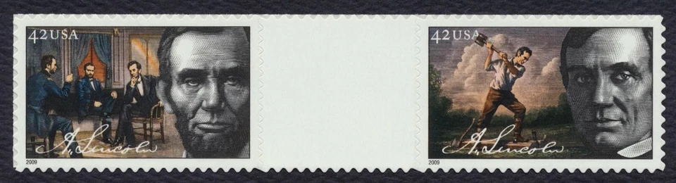#4383a 42c Abraham Lincoln, Vertical Gutter Pair [1] **ANY 5=FREE SHIPPING** - Image 1 of 1