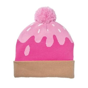 Conjunto de sombrero y guantes de invierno a juego con cono de helado para niñas pequeñas - rosa múltiple  - Imagen 1 de 2