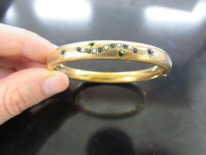 Antique Victorian CAM & Co Paste & Seed Pearls Gold Filled Bangle Bracelet-  7" - Picture 1 of 7
