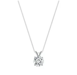 2 Ct Round Cut White Diamond Solitaire Pendant Necklaces 14K White Gold Finish - Picture 1 of 7
