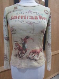 Double D Ranch American West Graphic Top Size S Original Owner