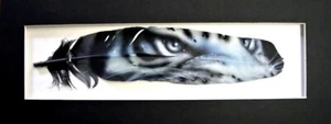 Snarling White Tiger - Russ Abbott - Original Hand Painted Feather - Picture 1 of 1