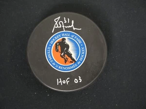 GRANT FUHR SIGNED HOCKEY HALL OF FAME PUCK INSCRIBED "HOF 03" W/ JSA COA - Picture 1 of 2