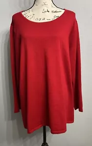 Tahari Pullover Sweater Size 2x Crew Neck Long Sleeve Tunic Christmas Red - Picture 1 of 11