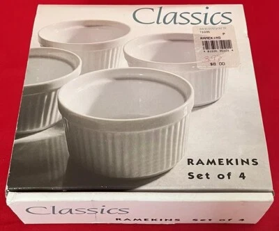 Ceramic Ramekins in White - Set of 4 Made In Japan - 90s Stoneware Rare HTF VTG - Image 1 of 4