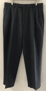 Burberry’s Wool Dress Pants Black Pleated Super 100s Wool 36 x 29 Mens Union USA - Picture 1 of 22