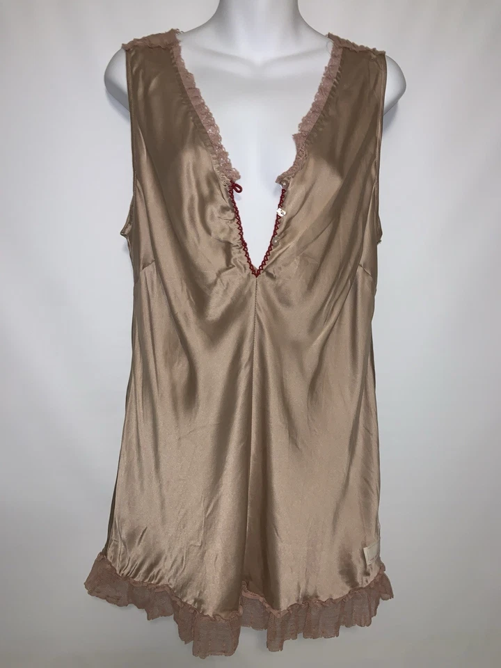 Odd Molly  Silk  Light Brown Sleeveless V-Neck  Silk  Blouse Top Tunic Size 4 - Image 1 of 4