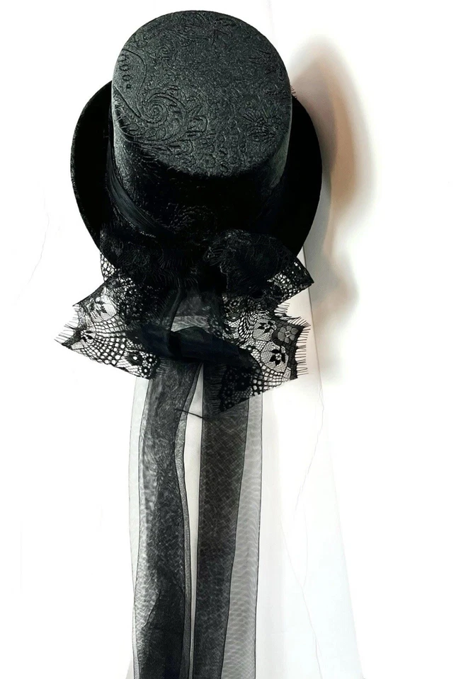 Espíritu Negro Steampunk Encaje Velo Disfraz Sombrero Top Vampiresa Gótico Juegos con disfraces Magia Foto 1 de 4