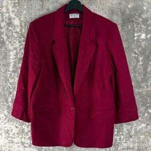Alfred Dunner Size 14 Career Notched Single Button Blazer Jacket Maroon - Picture 1 of 6