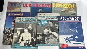 Collection of 8 Our Navy + All Hands Magazines 1940s 1960s Vintage War WWII - Picture 1 of 18