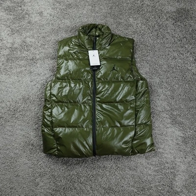 Nike Air Jordan Down Puffer Vest Jacket Mens Medium Green Therma Fit FV7273-22 - Image 1 of 4
