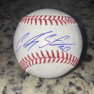 CARLOS SANTANA Signed Rawlings Cleveland Guardians / Cubs Official MLB Baseball - Picture 1 of 3