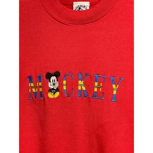 Vintage Mickey Mouse Sweatshirt Gr. XL rot mit Stickerei MICKEY Disney - Bild 1 von 5