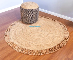 Tapis 100 % jute naturel style tressé tapis rond réversible aspect rustique... - Imagen 1 de 8