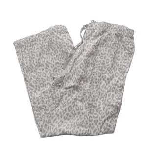 Garnet Hill Snow Leopard Print Flannel Pajama Pants XL Soft Gray Loungewear - Picture 1 of 9