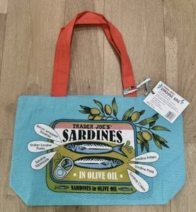 Trader Joe's NEW ๐ Sardine ๐ HEAVY COTTON REUSABLE GROCERY SHOPPING TOTE BAG - Picture 1 of 5