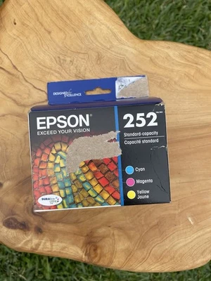 Genuine EPSON 252 Cyan Magenta Yellow Ink Cartridge NEW! Sealed. Exp. 03/2027 - Image 1 of 3