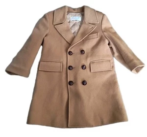 Vtg 70's Imp Originals Wool Kids Coat Double Breasted Camel Tan 5 Quilt Lined - Picture 1 of 18