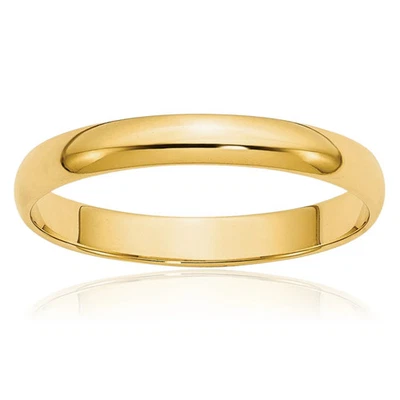 Alianza clásica media redonda de oro amarillo macizo de 10K de 3 mm Foto 1 de 4