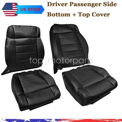 Driver Passenger Bottom Top Leather Seat Cover Black For 2008-12 Jeep Wrangler - Image 1 of 4