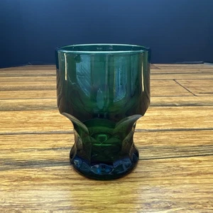 Vintage Anchor Hocking Emerald Green Georgian Thumbprint Tumbler Glass - Picture 1 of 7