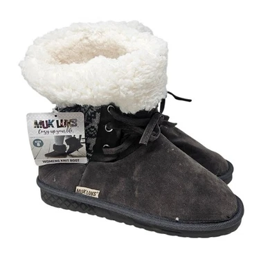 NUEVO Mukluks 8 Gris Zapatilla Bota Forrada de Vellón Informal Cómoda Salón Cálida Melba Foto 1 de 4